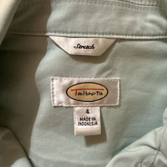 Vintage Talbots Blazer Womens Size 4 Cotton Blue Stretch Jacket 3 Button‎ Career - Picture 5 of 9